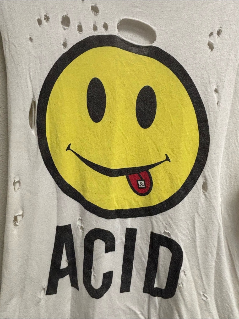 *rare* UNIF “Acid” White Distressed Muscle Tee